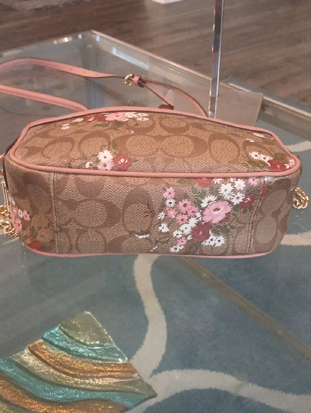 Coach Isla Floral Crossbody with Pink Trim & Floral Accents - Picture 5 of 7